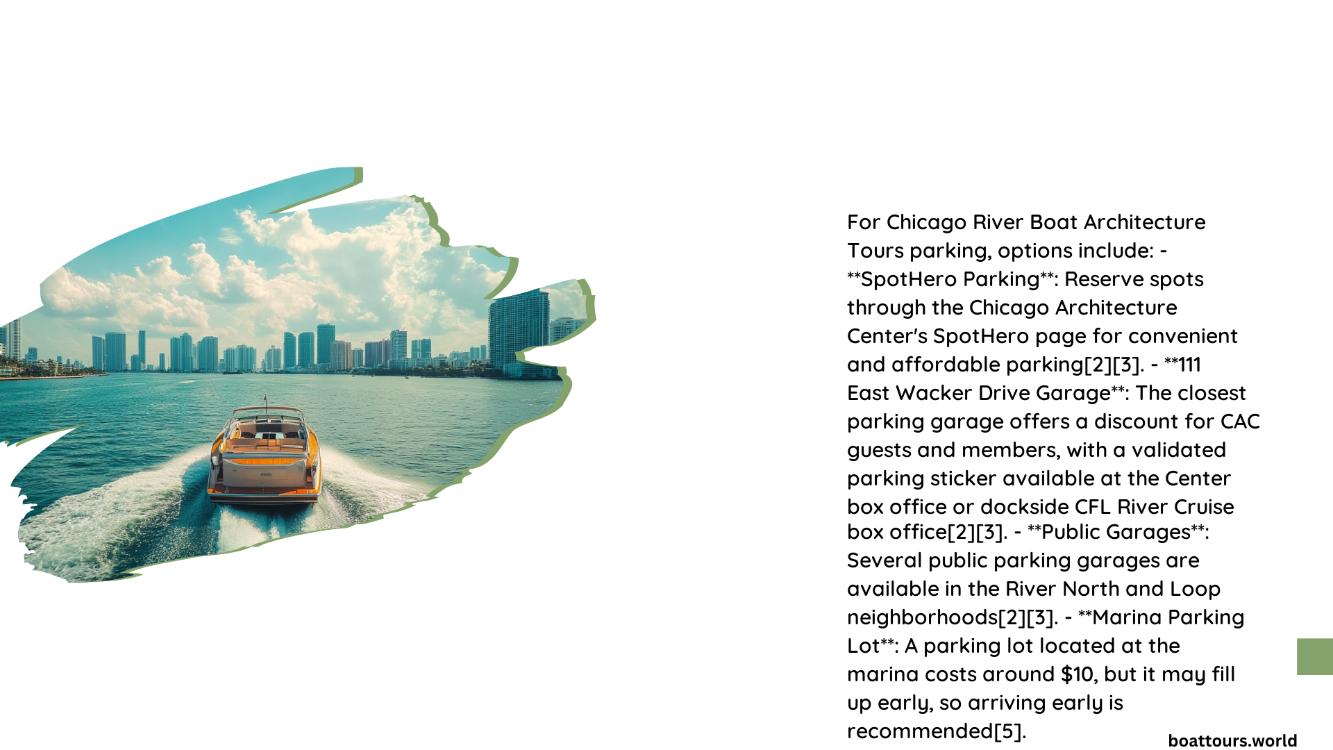 chicago river boat architecture tours parking