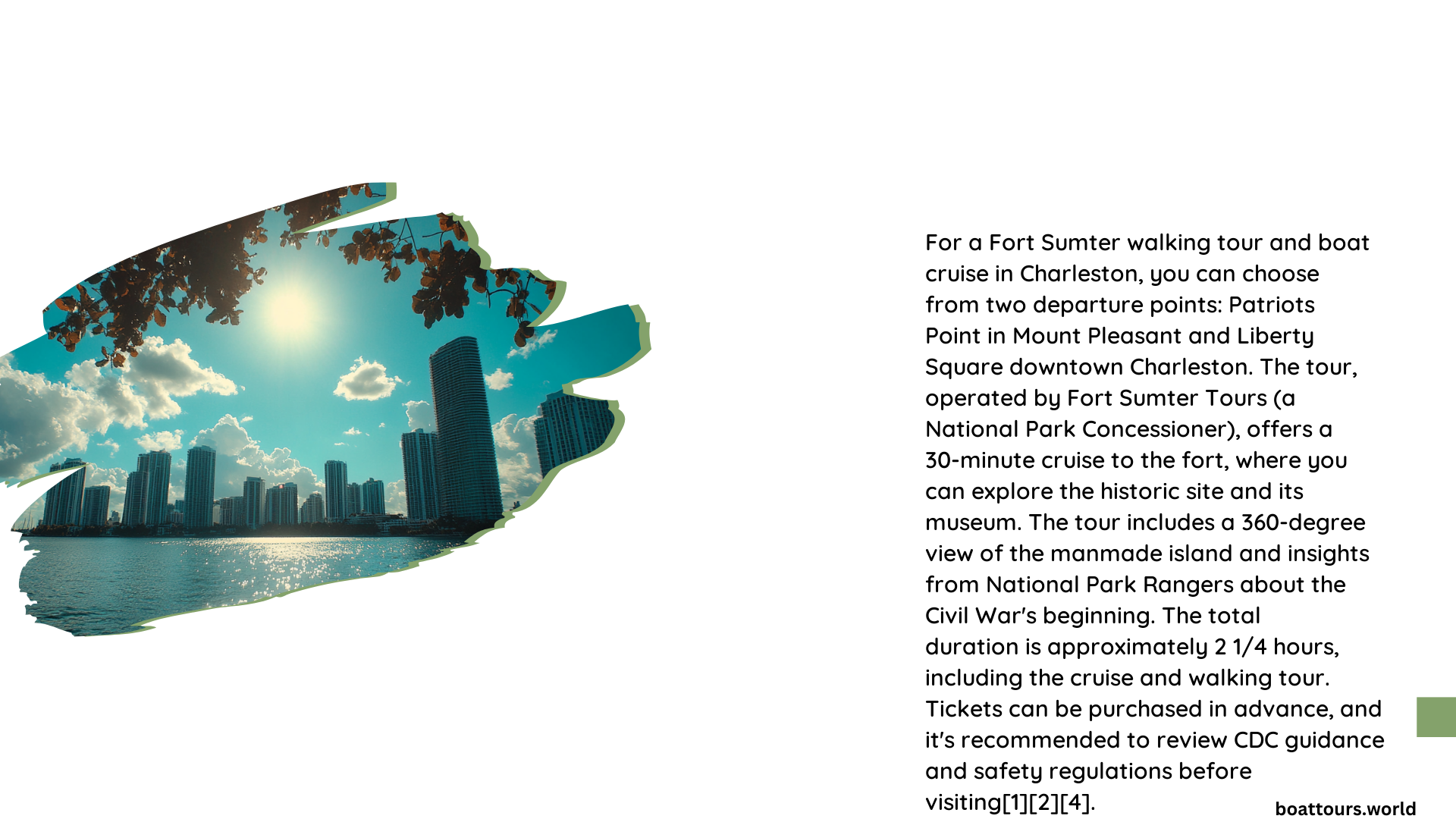 fort sumter walking tour boat cruise charleston