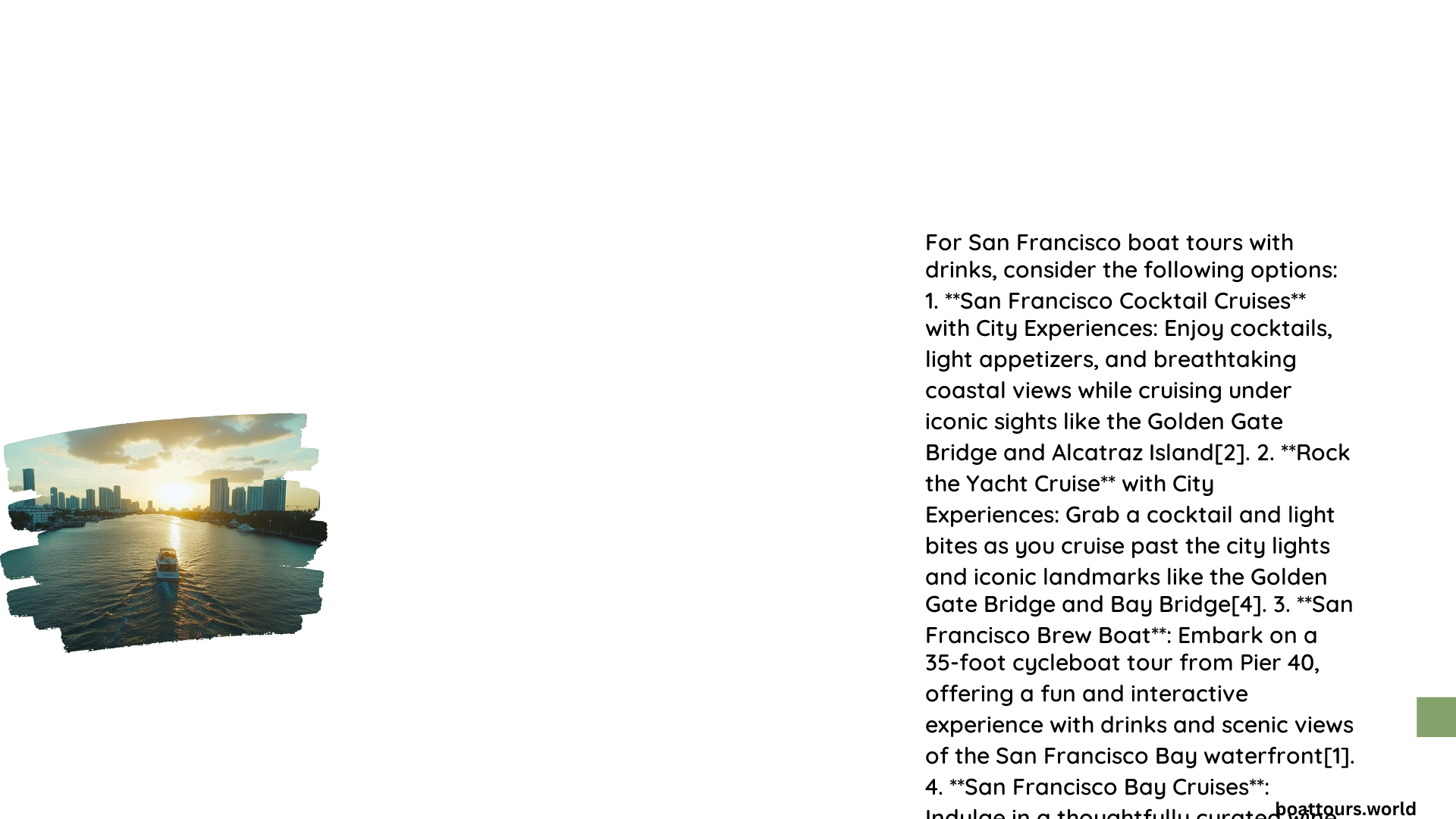 san francisco boat tours with drinks
